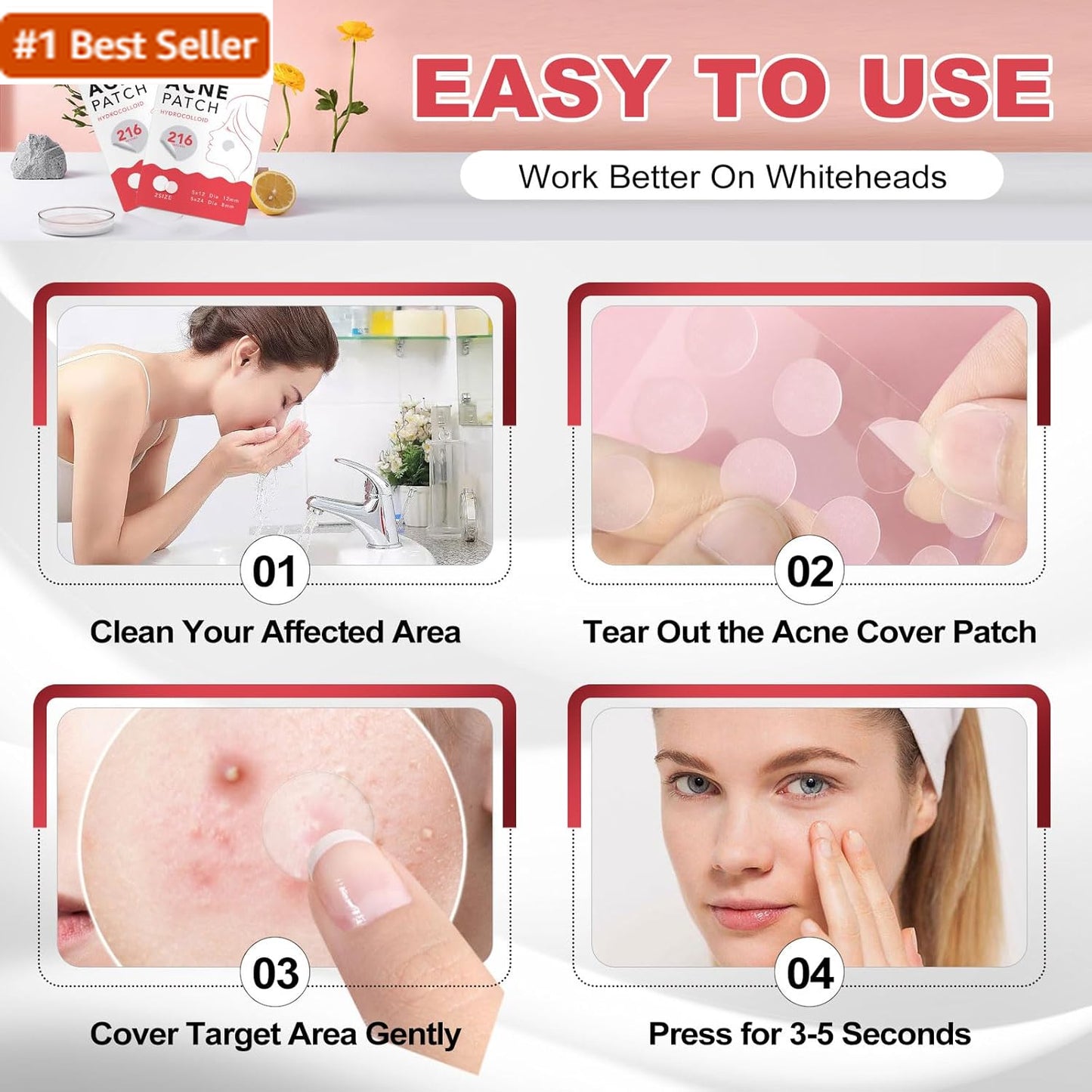 216 Counts Pimple Patches for Face, Hydrocolloid Acne Patches Zit Patches for Fa