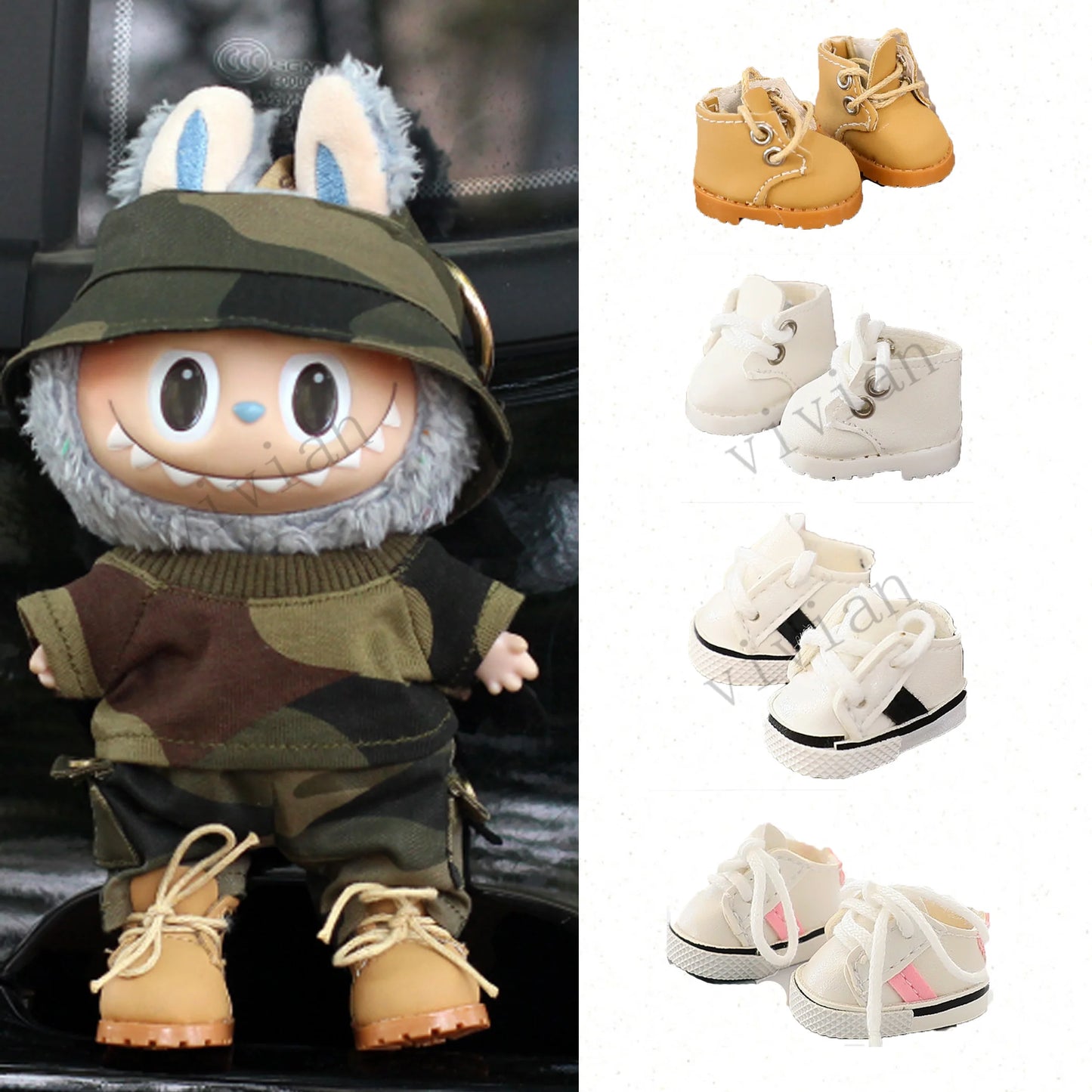 For Ropa LABUBU 15/17Cm Cotton Dolls Shoes Toys Casual Sports Canvas Shoes Martin Boots Dolls Accessories for Labubu Outfits