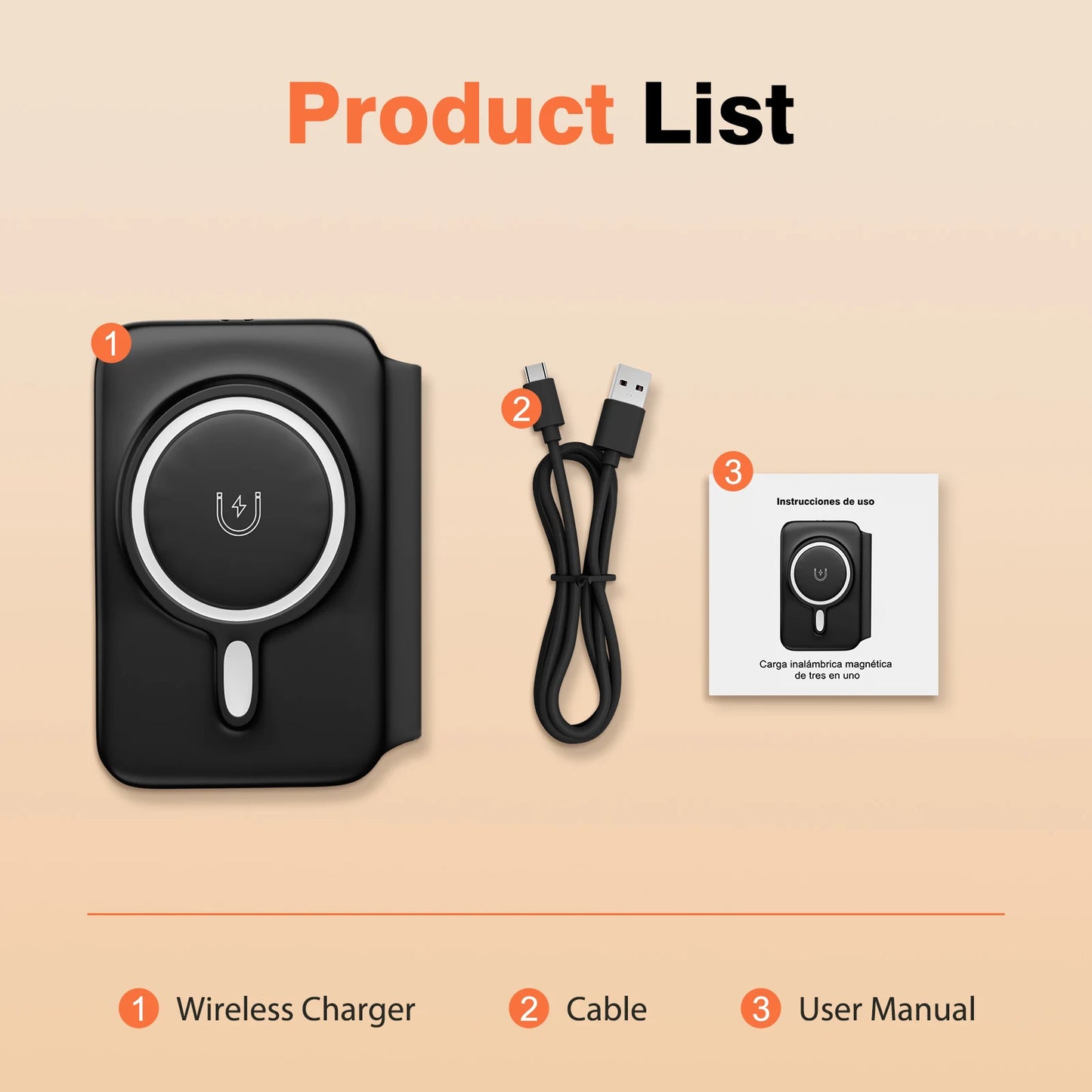 3 in 1 Wireless Charger Station Magnetic Foldable 15W for Apple Devices Iphone 16 15 14 13 12 Pro/Pro Max/Plus/Watch & Airpod