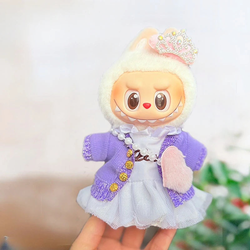 Mini Doll Outfit Accessories Set Cotton Sweater Skirt Clothing for 15-17Cm Ropa Labubu Dolls 10Cm Cotton Dolls