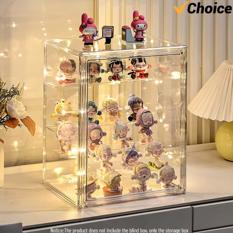 Acrylic Display Stand High Clarity Blind Box Organizer for Anime Collectibles Mini Figures Badge Holder Model Showcase Cabinet