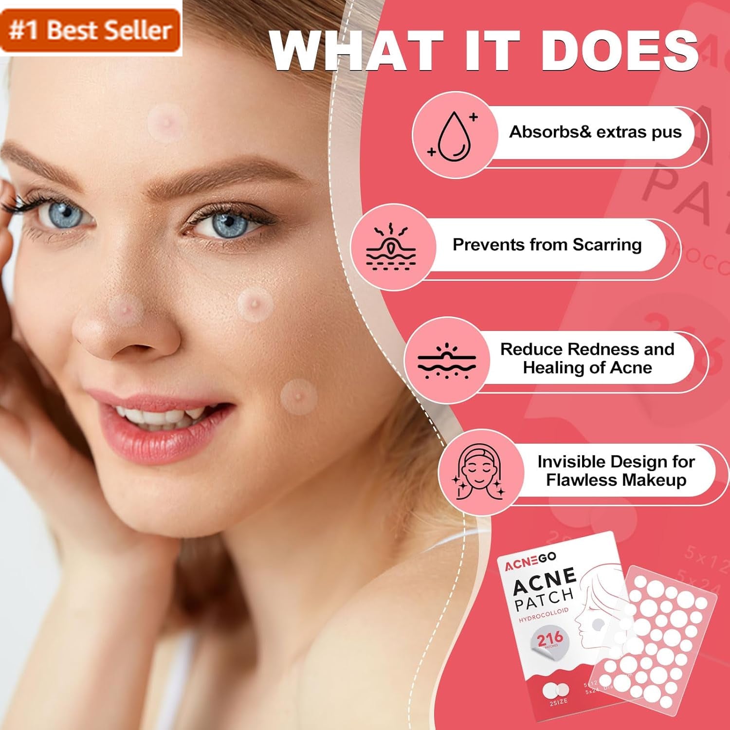 216 Counts Pimple Patches for Face, Hydrocolloid Acne Patches Zit Patches for Fa
