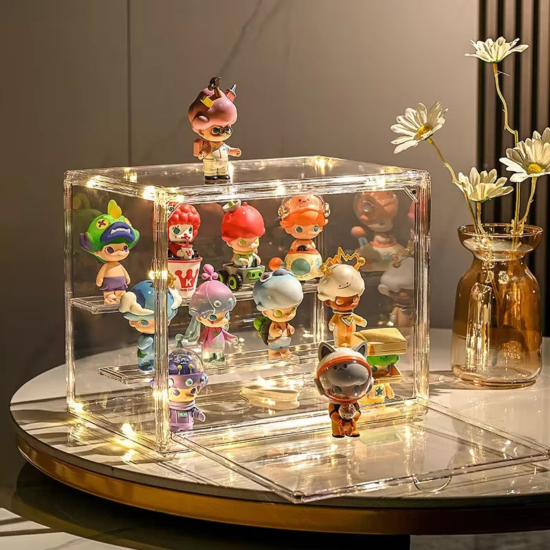 Acrylic Display Stand High Clarity Blind Box Organizer for Anime Collectibles Mini Figures Badge Holder Model Showcase Cabinet