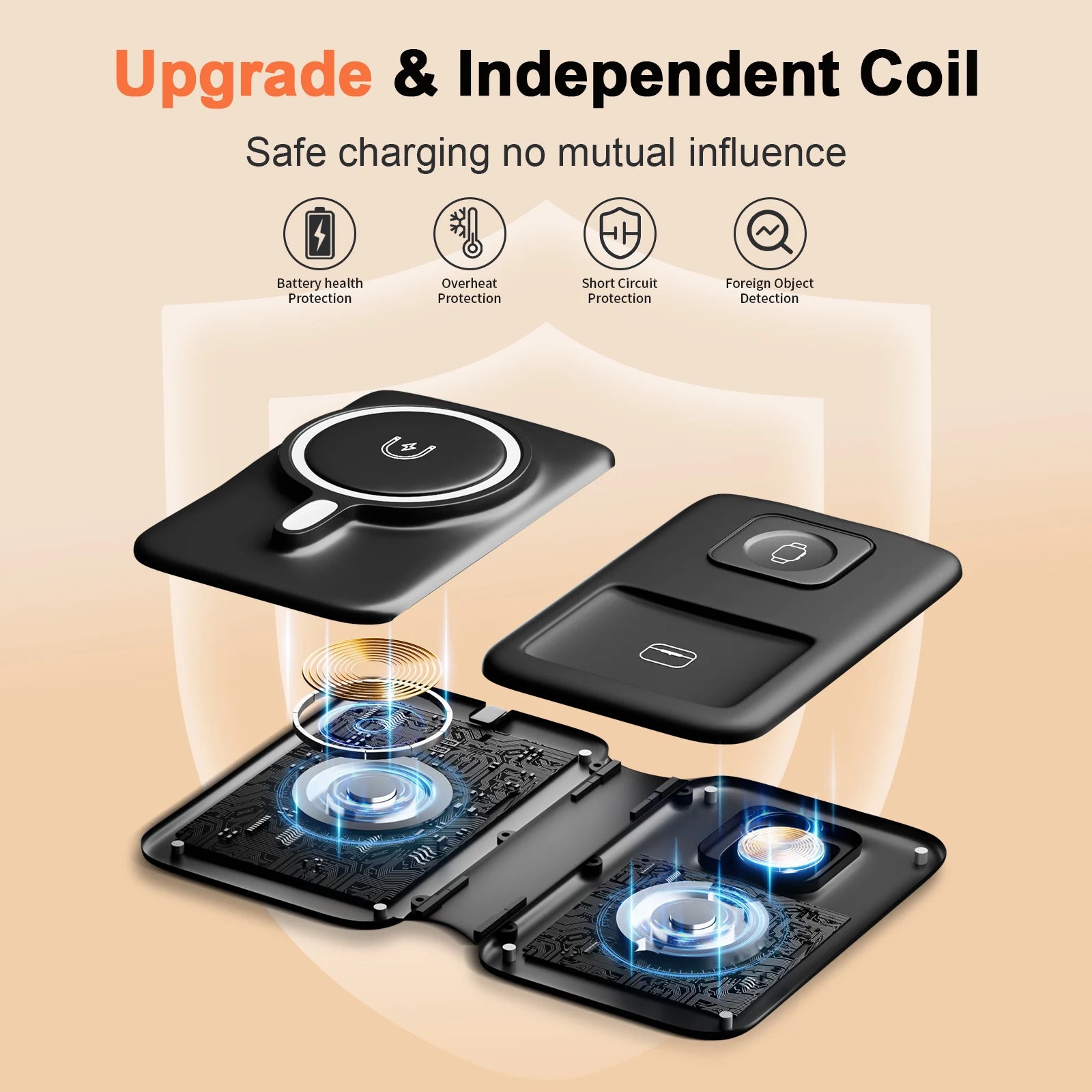 3 in 1 Wireless Charger Station Magnetic Foldable 15W for Apple Devices Iphone 16 15 14 13 12 Pro/Pro Max/Plus/Watch & Airpod