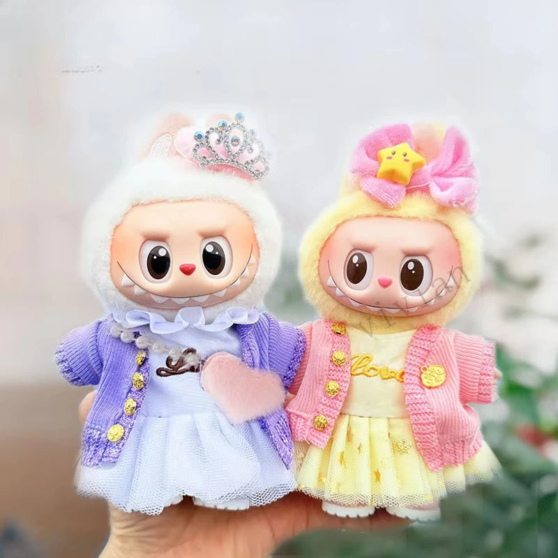 Mini Doll Outfit Accessories Set Cotton Sweater Skirt Clothing for 15-17Cm Ropa Labubu Dolls 10Cm Cotton Dolls