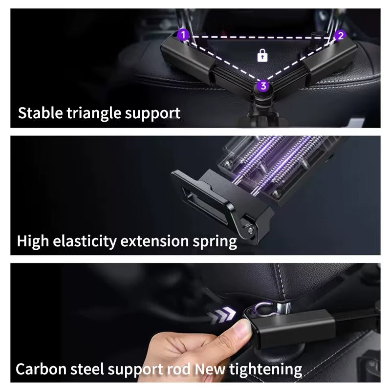 Telescopic Car Phone Holder for Rear Row Tablet Holder anti Shake Tablet Mount Universal Auto Phone Stand for 4-12.9 Inch Ipad