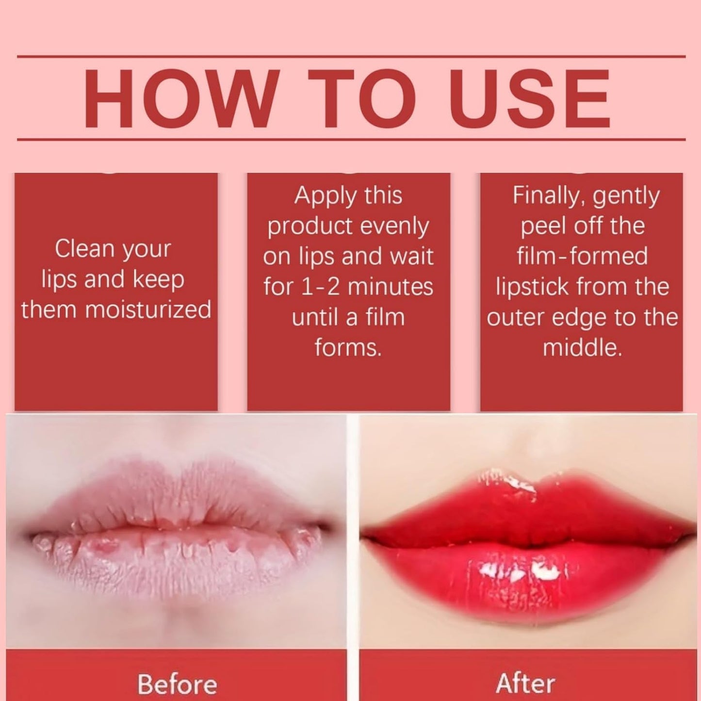 Lip Stain Peel Off,Lip Ta-Ttoo Lipstick Peel Off,Natural Based Peel off Lip Stain,Peel off Lip Tint Stain Non-Stick Cup,Long Lasting Waterproof Liquid Lip Tint,Lip Stain Lip Makeup Gift for Girls