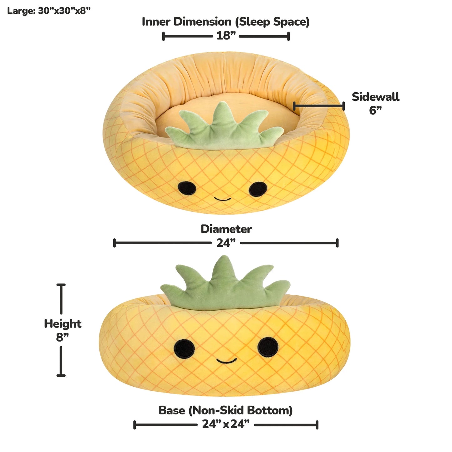 30 Inch Pineapple Pet Bed - Large Ultrasoft Official  Plush Pet Bed