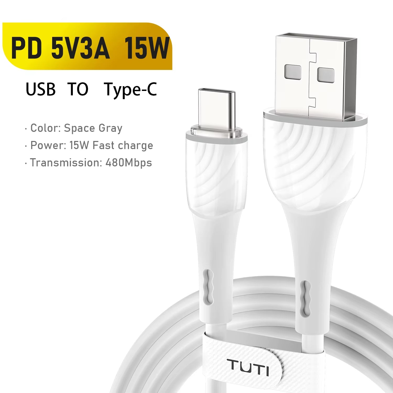 5V 3A 15W USB a to C Fast Charging Cable Suitable for Macbook Pro Galaxy S9 S20 S10 S8 and Other USB C Charging Devices