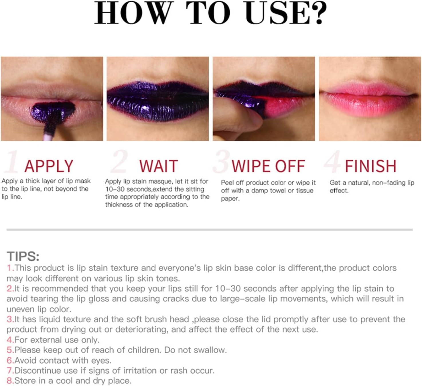 Lip Tint Peel Off, Lip Stain Peel Off, Lip Gloss Set Lip Tattoo Peel Off, Lip Stain Long Lasting Matte Liquid Lipstick, Transfer Proof Lip Tint Stain Color, Hyaluronic Acid One Step Lip Stains & Tints