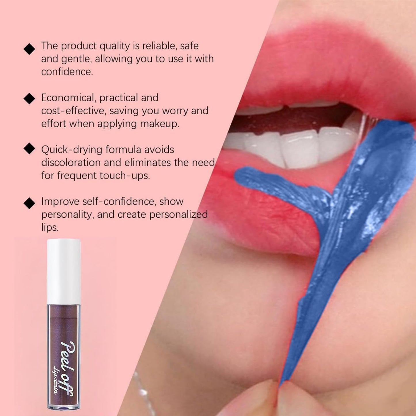 Lip Stain Peel Off,Lip Ta-Ttoo Lipstick Peel Off,Natural Based Peel off Lip Stain,Peel off Lip Tint Stain Non-Stick Cup,Long Lasting Waterproof Liquid Lip Tint,Lip Stain Lip Makeup Gift for Girls