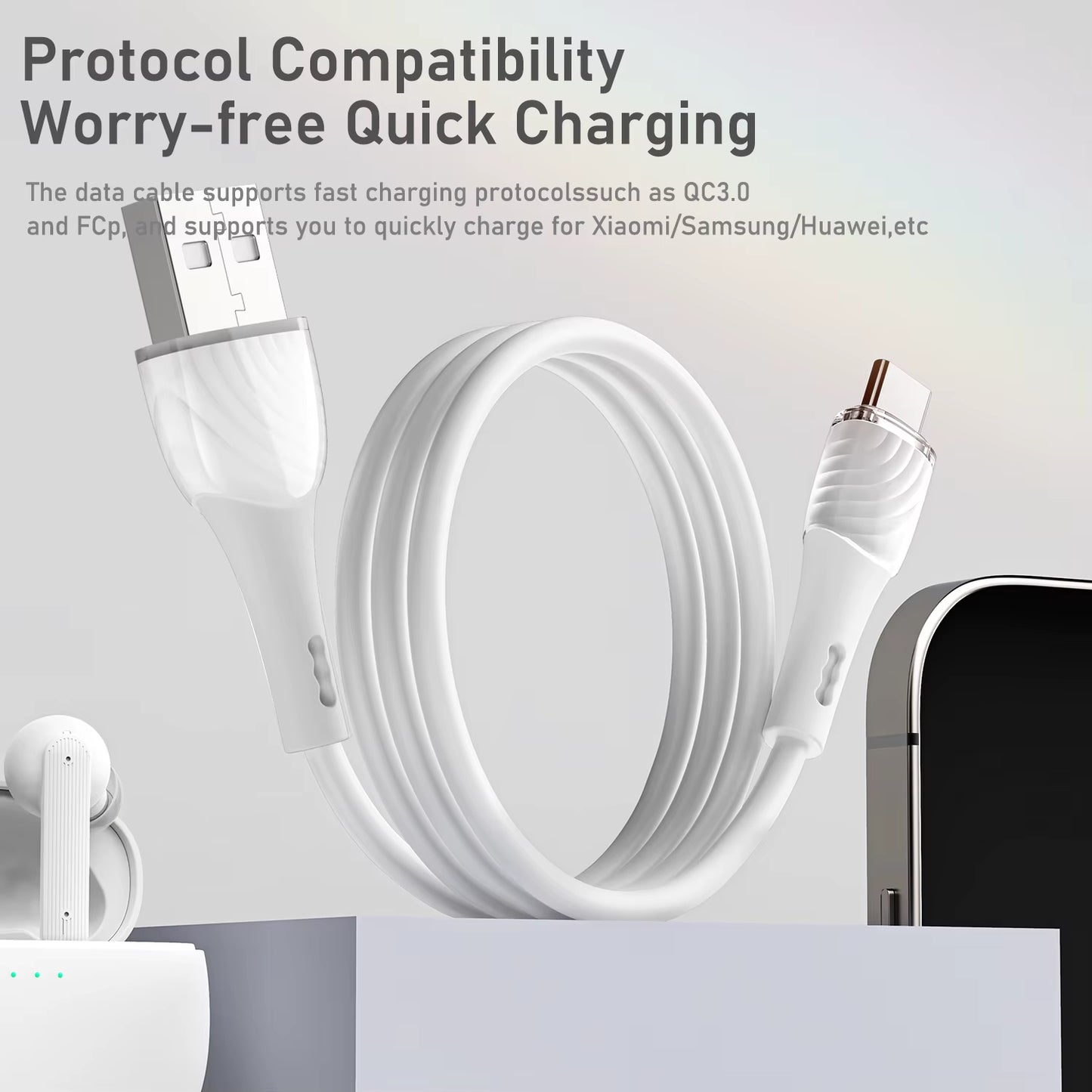 5V 3A 15W USB a to C Fast Charging Cable Suitable for Macbook Pro Galaxy S9 S20 S10 S8 and Other USB C Charging Devices
