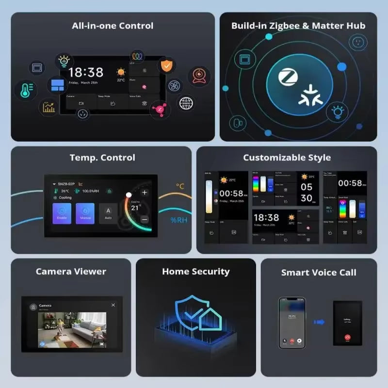 Nspanel Pro 120 Smart Home Control Panel Touch Screen Zigbee 3.0 Gateway Voice Control via Alexa Google Matter E-Wlink