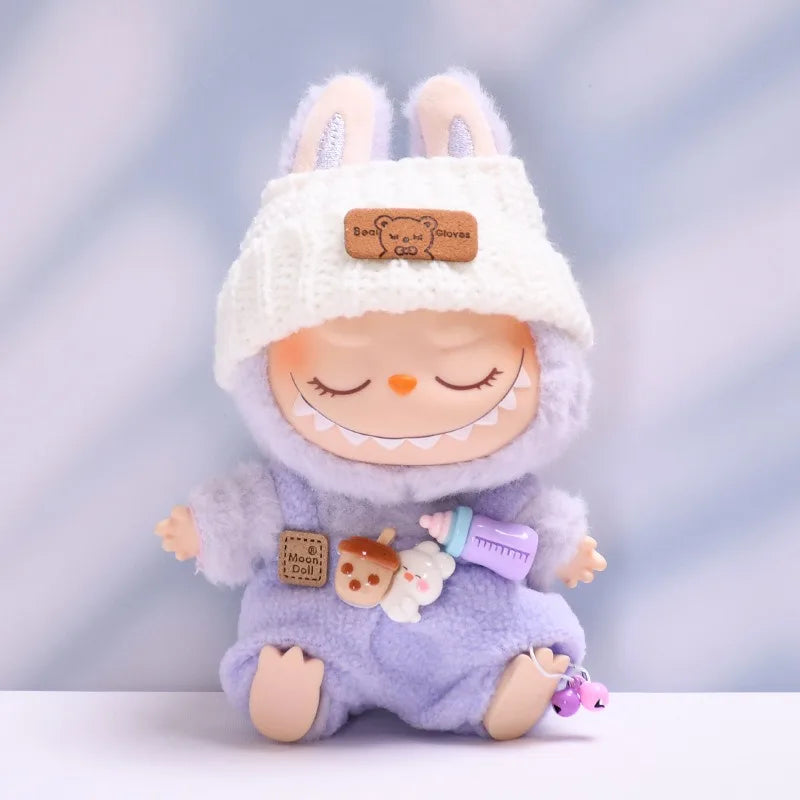 For 15-17 Cm Labubu Clothes Outfit Labubu Sitting Party Bottle Overalls Hat Dolls Accessories Cute Decoration
