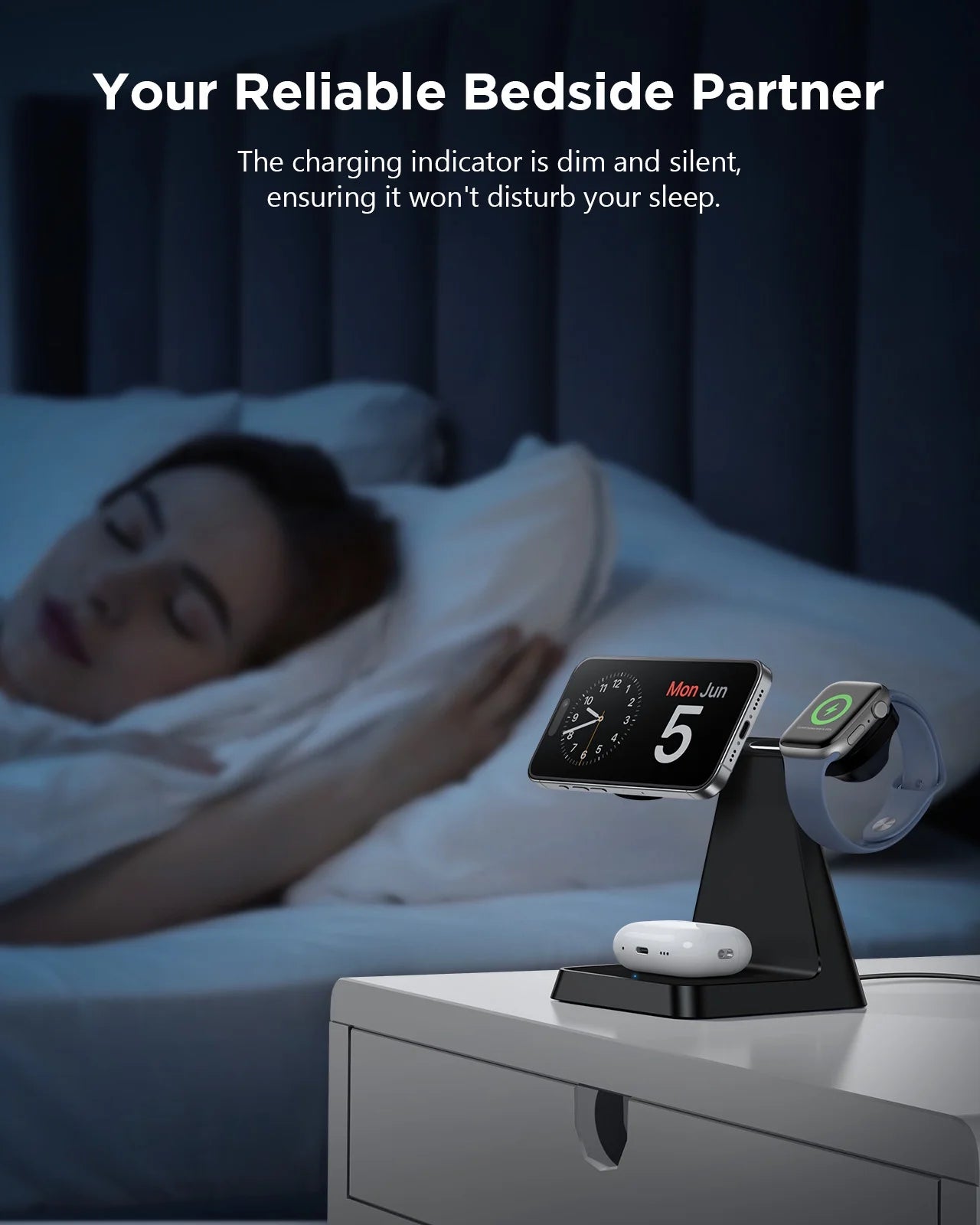3 in 1 Charging Station: Wireless Charger Compatible for Iphone 16 15 14 13 12 Pro/Pro Max/Plus/Mini, Charging Dock Compatible for Airpods 2/3/Pro & Iwatch