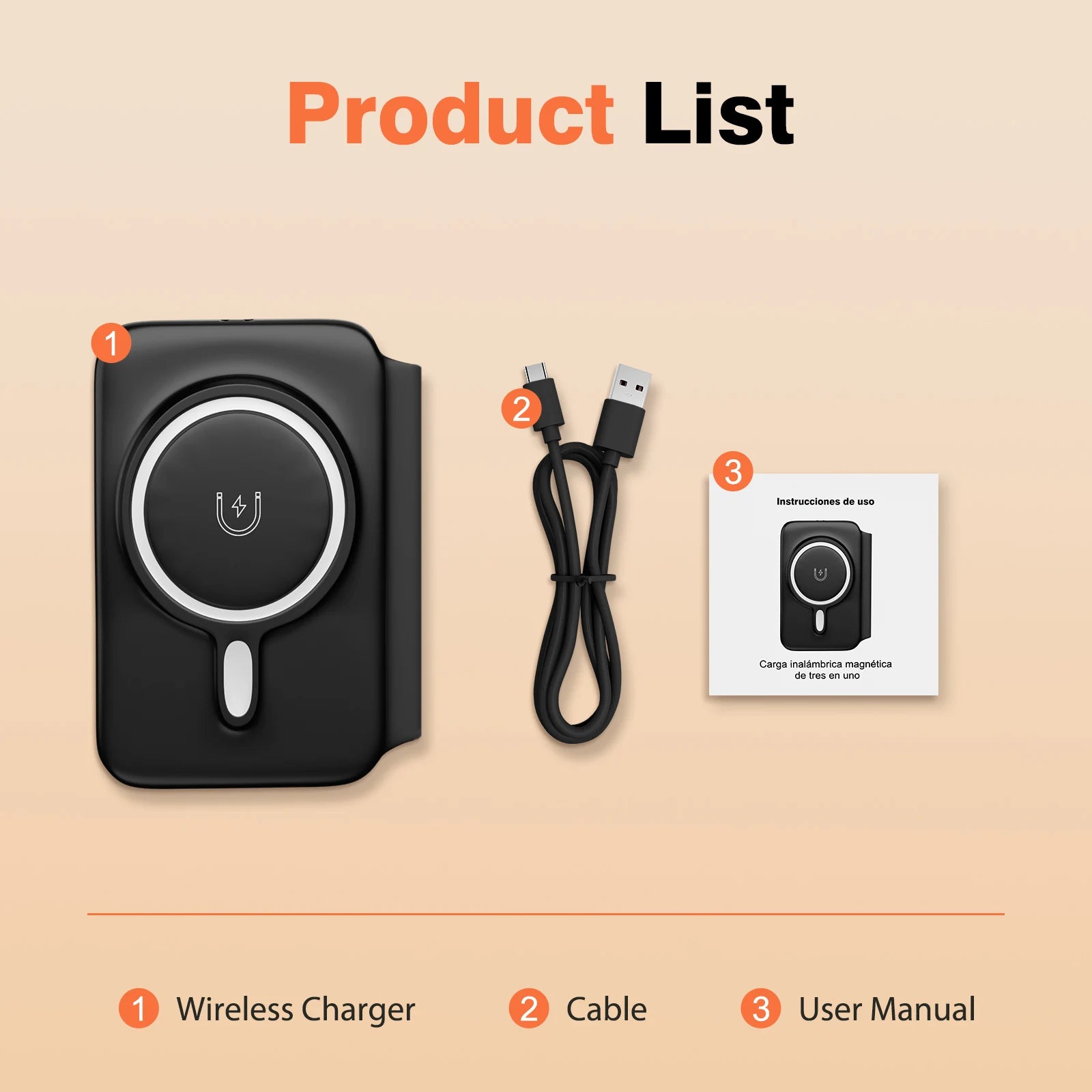 3 in 1 Wireless Charger Station Magnetic Foldable 15W for Apple Devices Iphone 16 15 14 13 12 Pro/Pro Max/Plus/Watch & Airpod