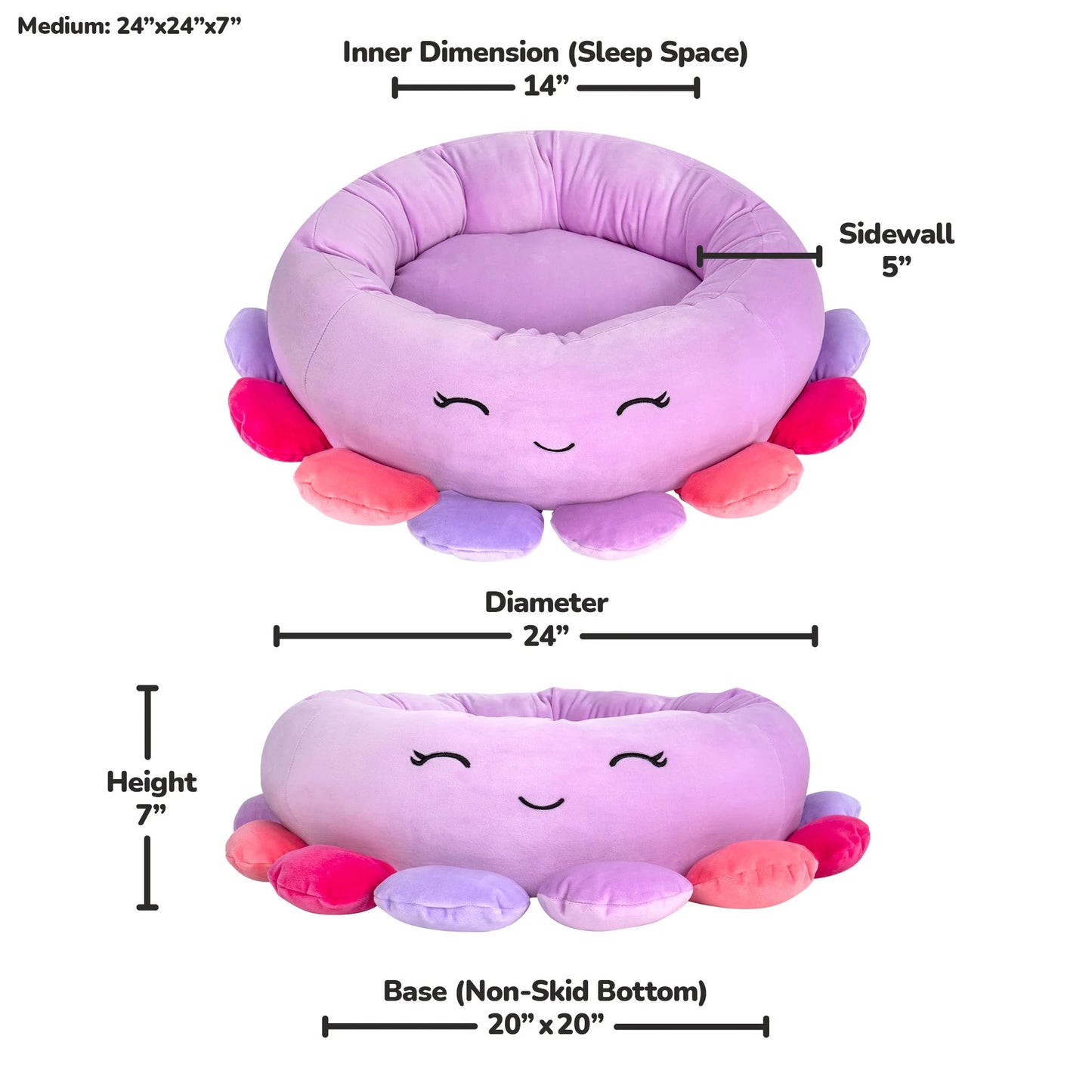 24-Inch Octopus Pet Bed - Medium Ultrasoft Official  Plush Pet Bed
